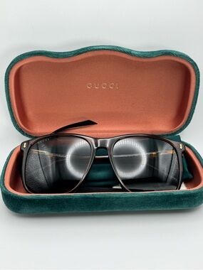 Gucci GG1041S 002 Sunglasses Tortoise Grey Lens 57mm Unisex w/ Case & Cloth